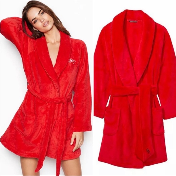 VICTORIA'S SECRET Love Cozy Plush Robe M/L Red - Picture 2 of 6